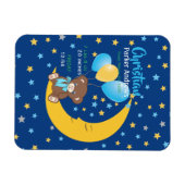 Teddy Bear sitzt auf dem Mond Baby Birth Stats Magnet (Horizontal)