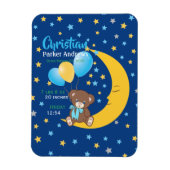 Teddy Bear sitzt auf dem Mond Baby Birth Stats Magnet (Vertikal)