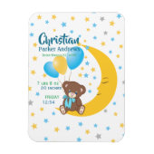 Teddy Bear sitzt auf dem Mond Baby Birth Stats Magnet (Vertikal)