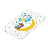 Teddy Bear sitzt auf dem Mond Baby Birth Stats Magnet (Linke Seite)