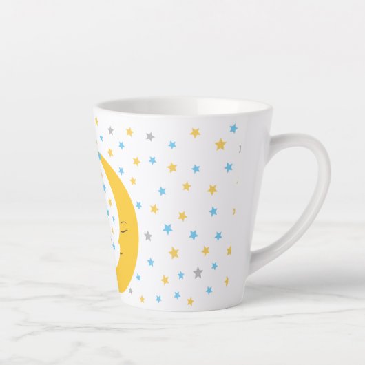 Teddy Bear sitzt auf dem Mond Baby Birth Stats Milchtasse (Rechts)