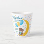 Teddy Bear sitzt auf dem Mond Baby Birth Stats Milchtasse (Vorderseite)