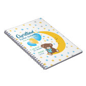 Teddy Bear sitzt auf dem Mond Baby Birth Stats Notizblock (Rechte Seite)