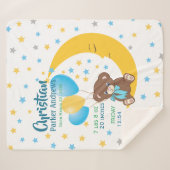 Teddy Bear sitzt auf dem Mond Baby Birth Stats Sherpadecke (Vorderseite (Horizontal))