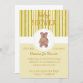 Teddy Bear Sketch Babydusche Einladung - Gelb (Vorne/Hinten)
