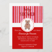 Teddy Bear Sketch Babydusche Einladung - Rot (Vorne/Hinten)