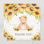 Teddy Bear Sonnenblume Blumenblume Baby Dusche Geb Dankeskarte (Vorne/Hinten)