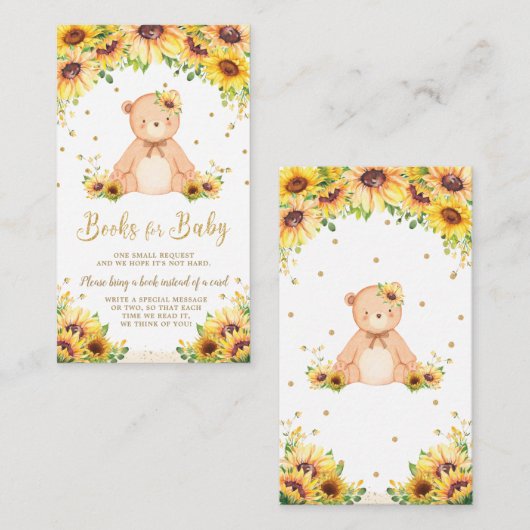 Teddy Bear Sonnenblumendusche Bringen Sie ein Buch Begleitkarte (Vorne/Hinten)