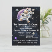 Teddy Bear Space-Themed Kindergeburt Einladung (Stehend Vorderseite)