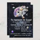 Teddy Bear Space-Themed Kindergeburt Einladung (Vorne/Hinten)