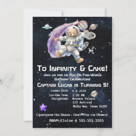 Teddy Bear Space-Themed Kindergeburt Einladung