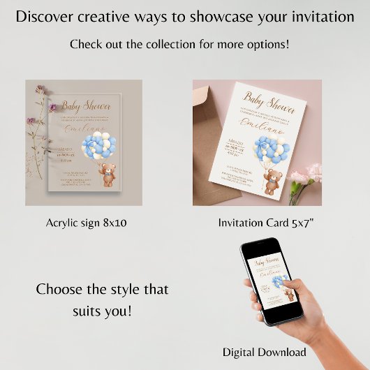 Teddy Bear Spanish Baby Dusche Balloons Einladung