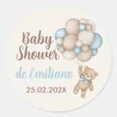 Teddy Bear Spanish Baby Shower Boy Runder Aufkleber (Vorderseite)