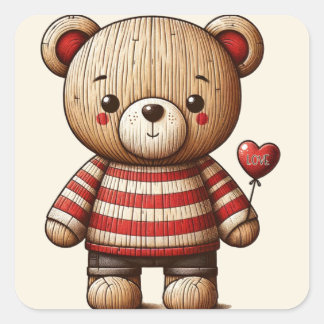 Teddy Bear Square Sticker