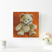 Teddy bear square wall clock quadratische wanduhr (Zuhause)