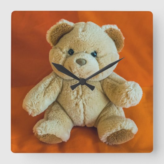Teddy bear square wall clock quadratische wanduhr (Vorderseite)