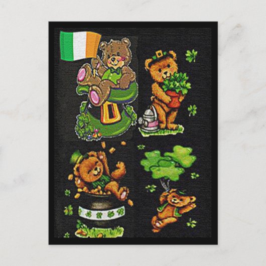 Teddy Bear St. Patrick's Day Collection Postkarte (Vorderseite)