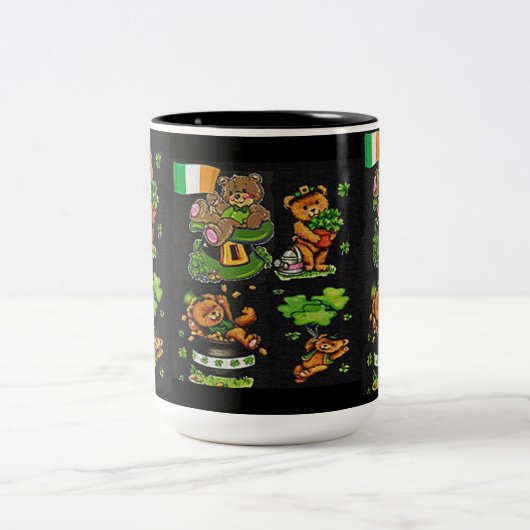 Teddy Bear St. Patrick's Day Collection Zweifarbige Tasse (Mittel)