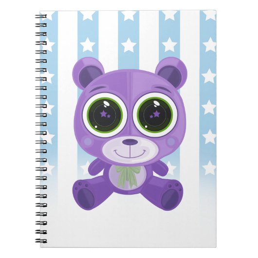 Teddy Bear - Star Eye Lila Notizblock (Vorderseite)