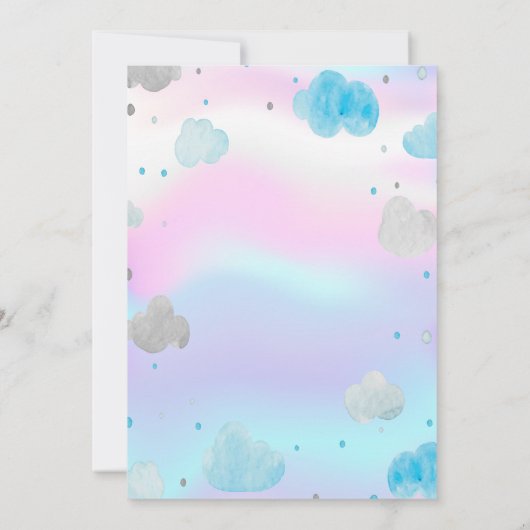 Teddy Bear Stars Clouds Holographic Baby Shower Einladung (Rückseite)