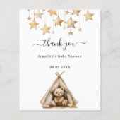 Teddy bear stars Zelt Baby Dusche Danke Karte (Vorderseite)