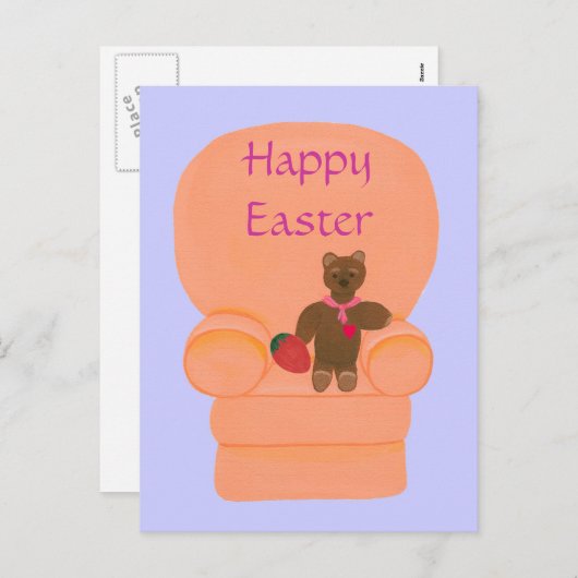 Teddy Bear Strawberry Ei Happy Oaster Postkarten (Vorne/Hinten)
