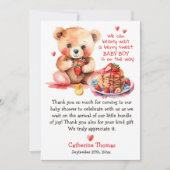 Teddy Bear Strawberry Pancake Brunch Babydusche Dankeskarte (Vorderseite)