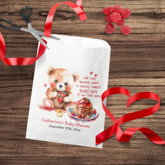 Teddy Bear Strawberry Pancake Brunch Babydusche Geschenktütchen