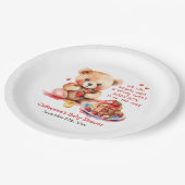Teddy Bear Strawberry Pancake Brunch Babydusche Pappteller (Schrägansicht)
