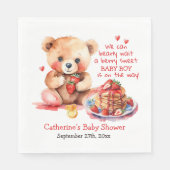 Teddy Bear Strawberry Pancake Brunch Babydusche Serviette (Vorderseite)