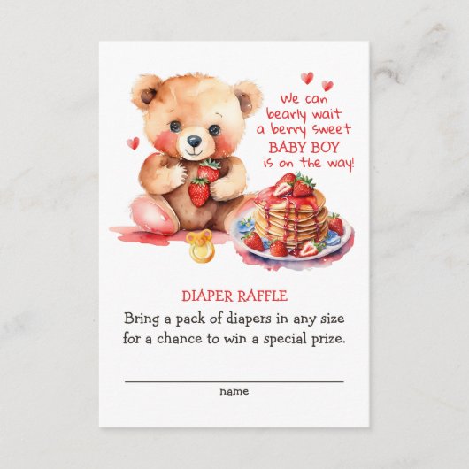 Teddy Bear Strawberry Pancake Brunch Wineller Raff Begleitkarte (Vorderseite)