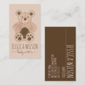 Teddy Bear Stuffed Animal Babysitter Nanny Daycare Visitenkarte (Vorne/Hinten)