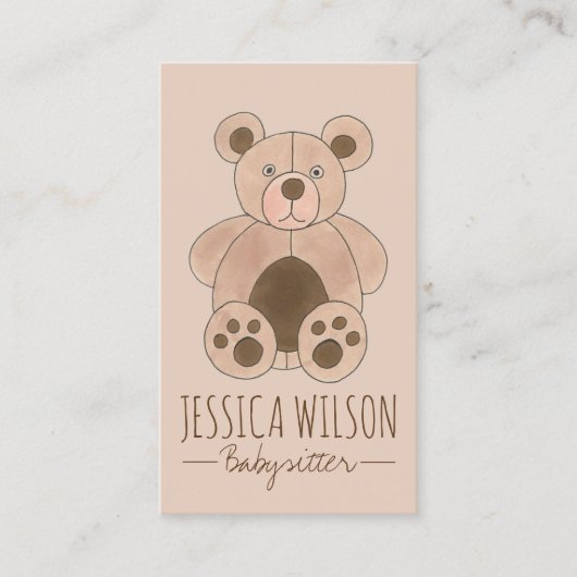 Teddy Bear Stuffed Animal Babysitter Nanny Daycare Visitenkarte (Vorderseite)
