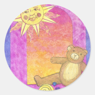Teddy Bear Sun Set Runder Aufkleber