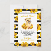 Teddy Bear Sunflower Baby Dusche Dankeskarte (Vorderseite)