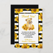Teddy Bear Sunflower Baby Dusche Dankeskarte (Vorne/Hinten)