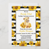 Teddy Bear Sunflower Baby Dusche Einladung (Vorderseite)