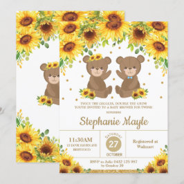 Teddy Bear Sunflower Baby Dusche Twin Boy Girl Einladung