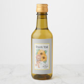 Teddy Bear Sunflower Baby Dusche Vielen Dank Weinetikett (Vorderseite)