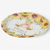 Teddy Bear Sunflower Baby Showday Party Pappteller (Schrägansicht)