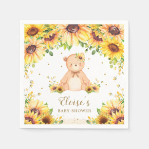 Teddy Bear Sunflower Baby Showday Party Serviette
