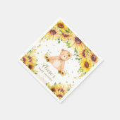 Teddy Bear Sunflower Baby Showday Party Serviette (Ecke)