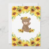 Teddy Bear Sunflower Floral Baby Shower Girl Einladung (Rückseite)
