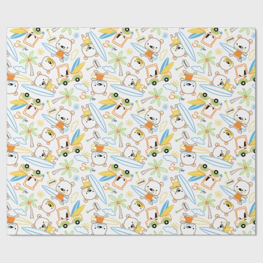 Teddy Bear Surfers  Geschenkpapier (Flach)