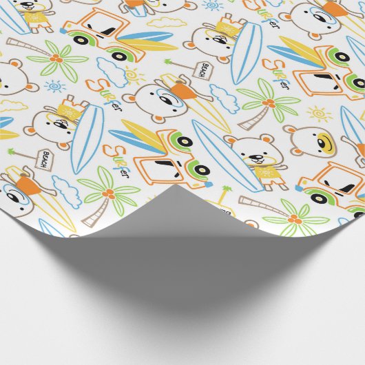 Teddy Bear Surfers  Geschenkpapier (Ecke)