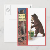 Teddy Bear Sweeping Floor Postkarte (Vorne/Hinten)