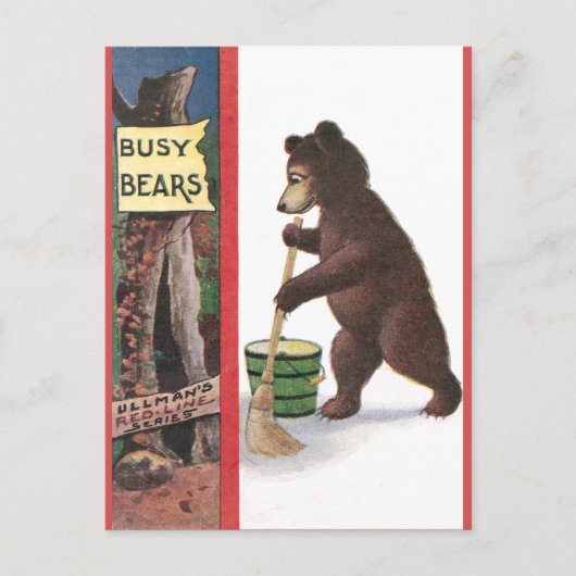 Teddy Bear Sweeping Floor Postkarte (Vorderseite)