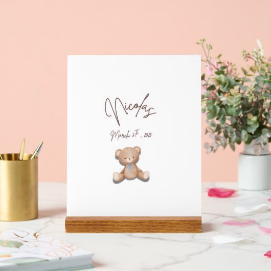 Teddy Bear Table Decor Acrylschild (Hochzeit)