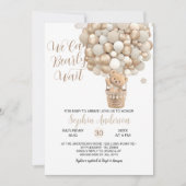 Teddy Bear Tan Balloons Gender Neutral Baby Dusche Einladung (Vorderseite)