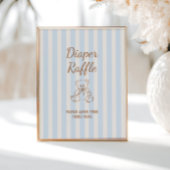 Teddy Bear Tan Blue Stripes Baby Dusche Poster